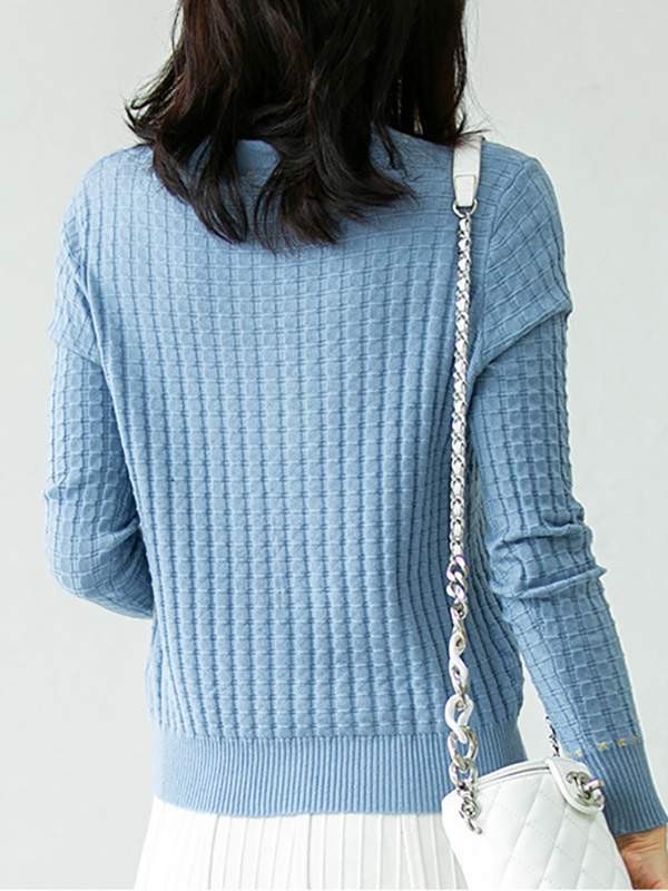 Blue V Neck Knitted Top