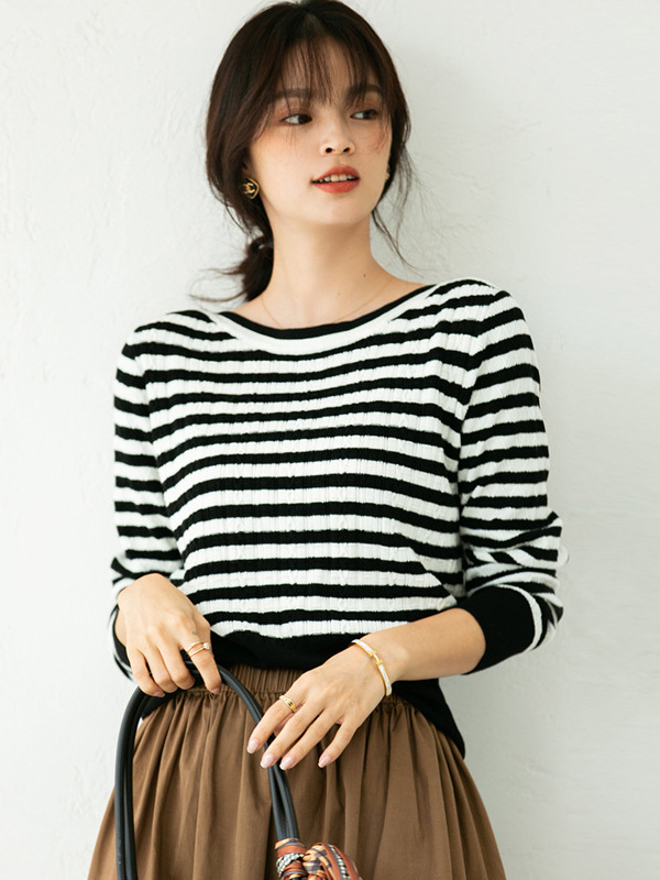 Black Striped Knitted Top