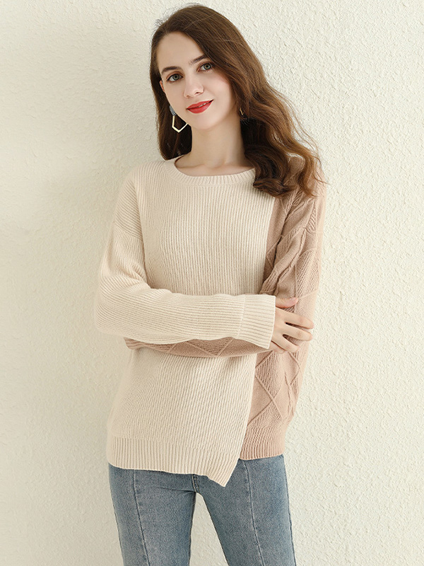 Apricot Color Block Knit Top