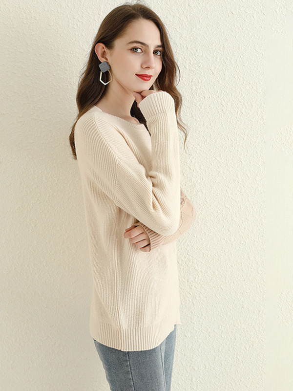 Apricot Color Block Knit Top