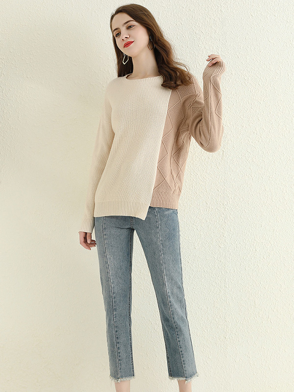 Apricot Color Block Knit Top