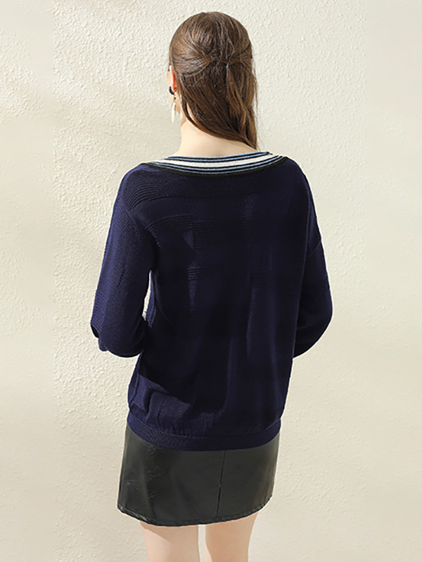 Navy Blue V Neck Sweater