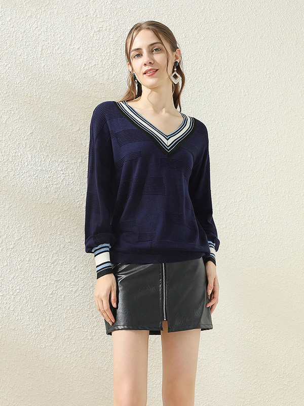 Navy Blue V Neck Sweater