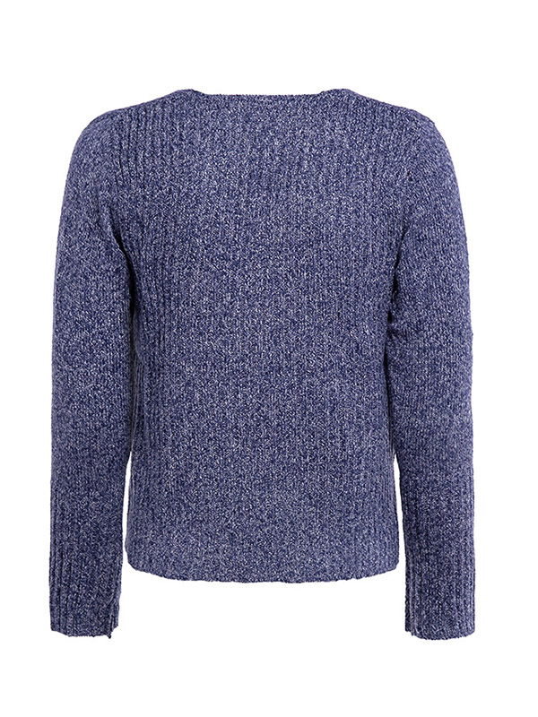 Blue Deep V Neck Sweater