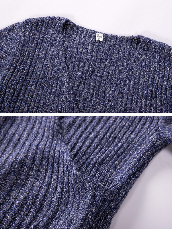 Blue Deep V Neck Sweater