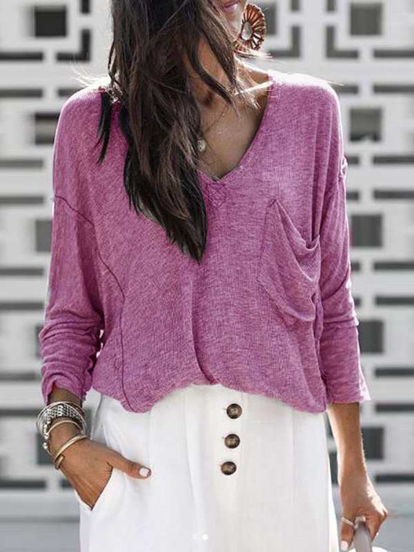 Pink V Neck Kntted Top