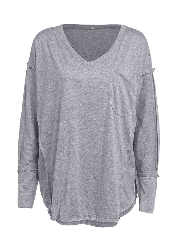 Grey V Neck Kntted Top