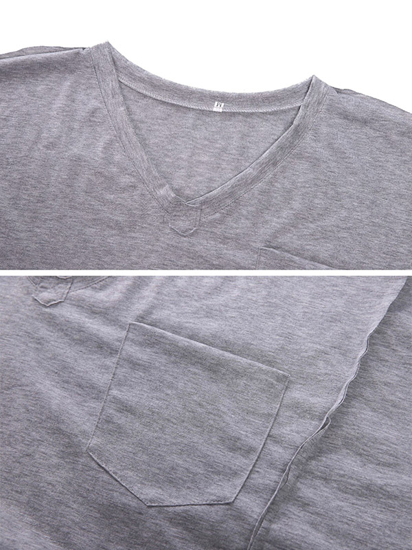 Grey V Neck Kntted Top