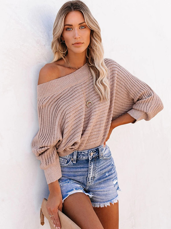 Pink Off the Shoulder Knitted Top