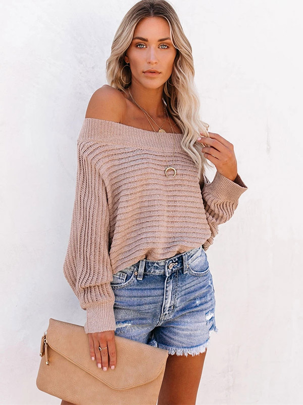 Pink Off the Shoulder Knitted Top