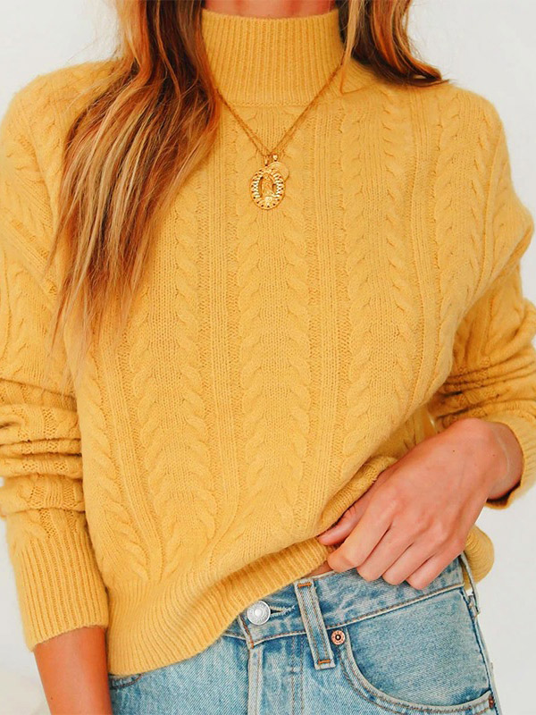 Yellow High Neck Sweater