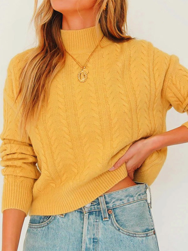 Yellow High Neck Sweater