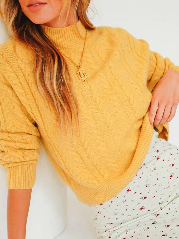 Yellow High Neck Sweater