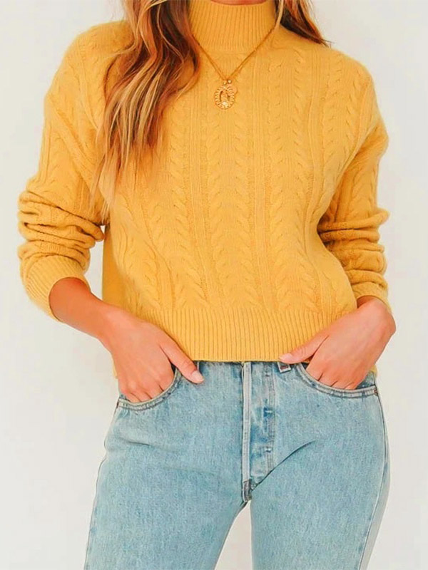 Yellow High Neck Sweater