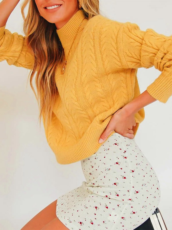 Yellow High Neck Sweater