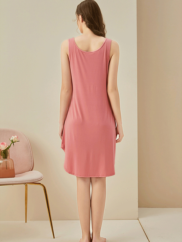 Pink Round Neck Sleeveless Sleepdress