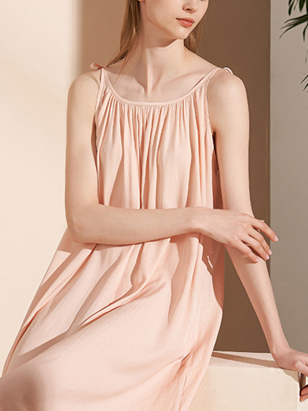 Pink Tie Shoulder Nightgown