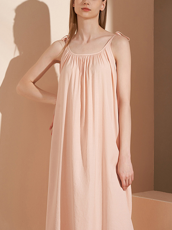 Pink Tie Shoulder Nightgown