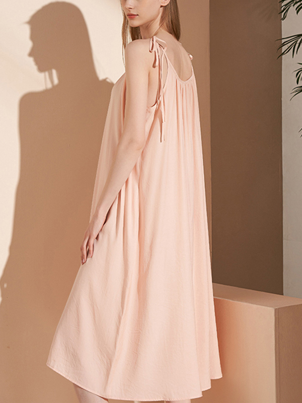 Pink Tie Shoulder Nightgown