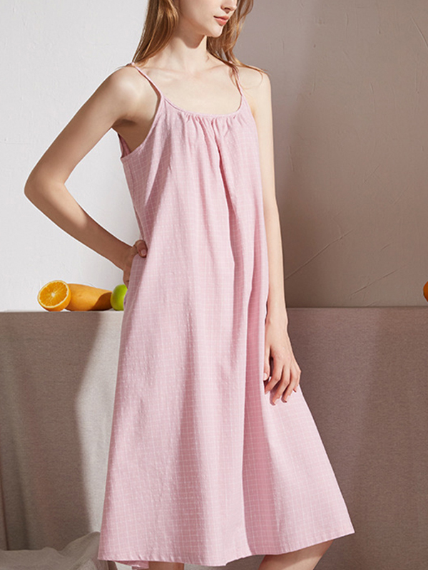 Pink Grid Printed Sleepdress