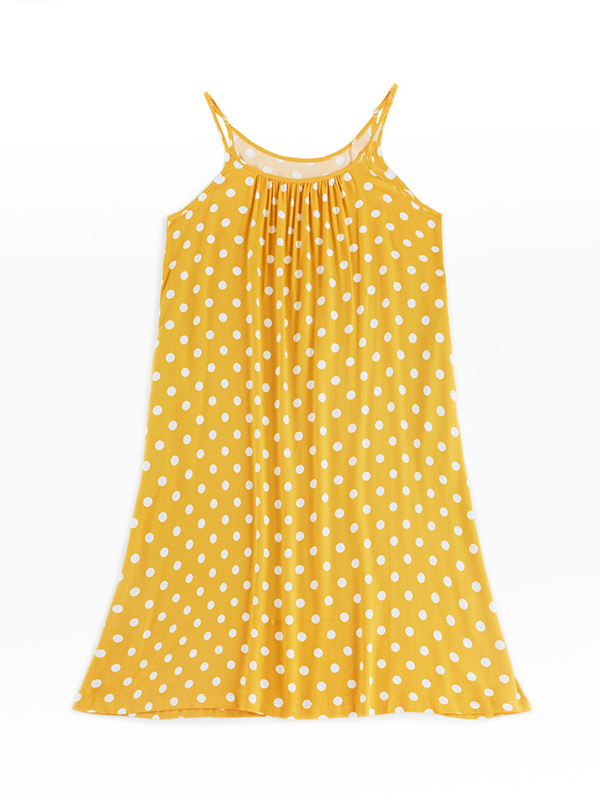 Yellow Polka Dots Printed Sleepdress