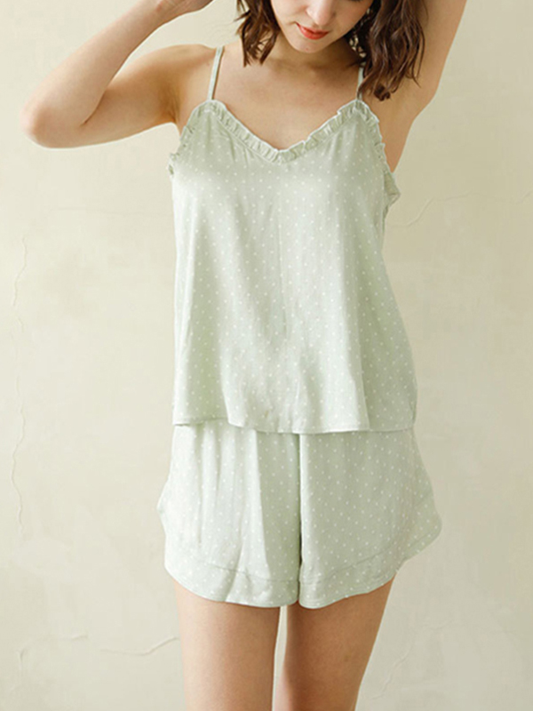 Light Green Polka Dots Camisole Set