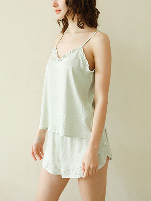 Light Green Polka Dots Camisole Set