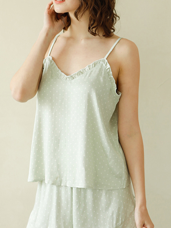 Light Green Polka Dots Camisole Set