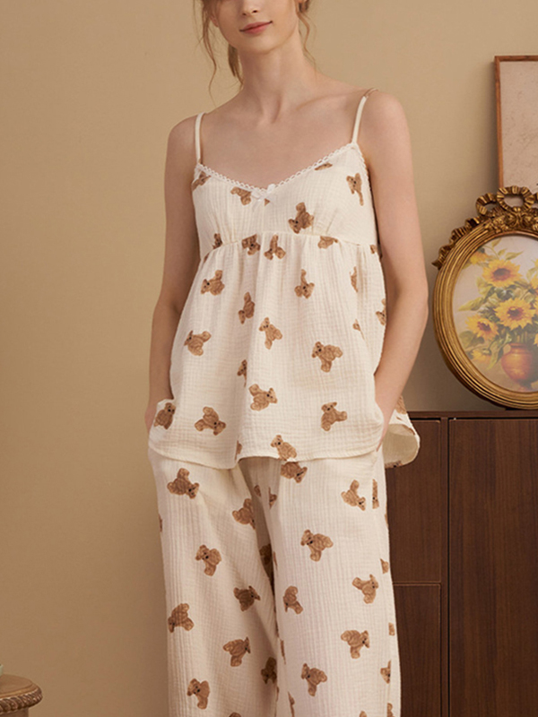 Cute Bear Printed Camisole Set