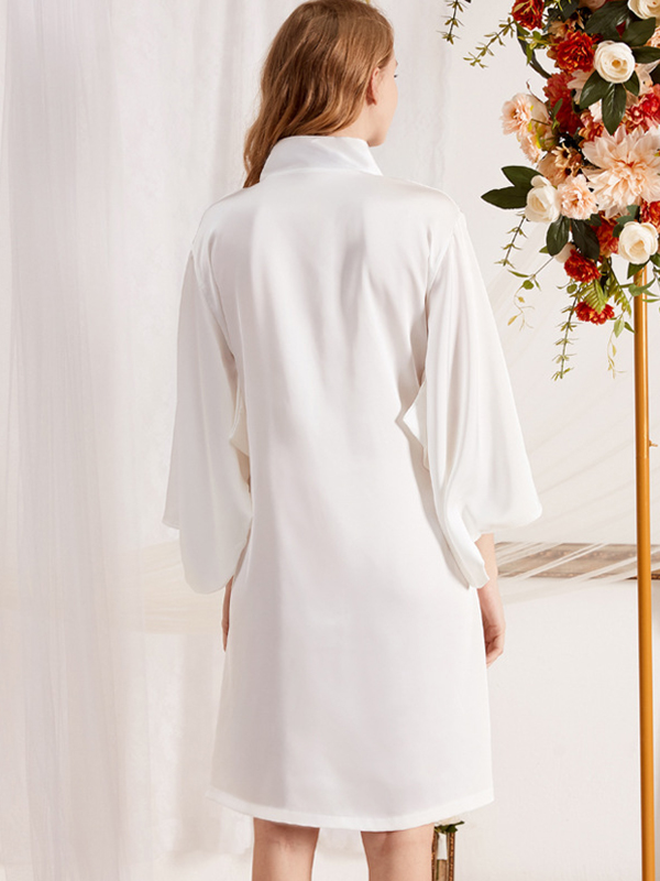 White Satin Kimono Style Robe