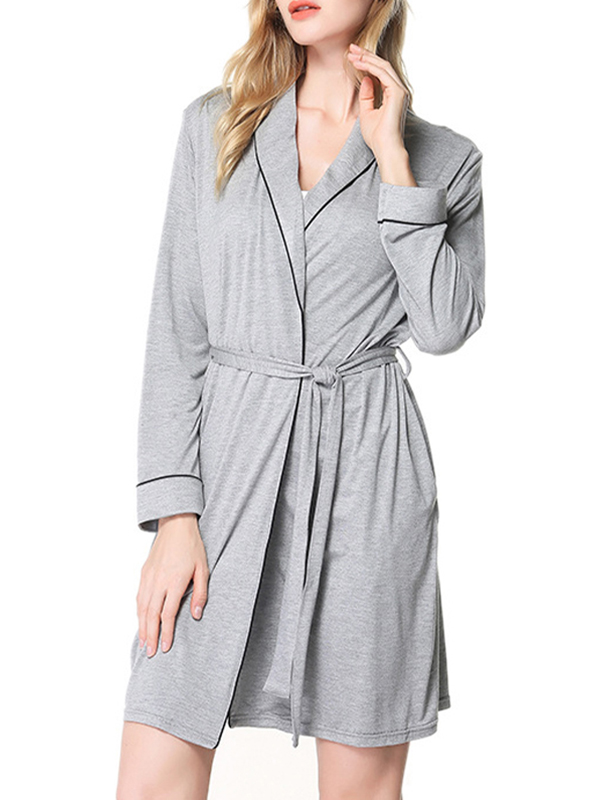 Gray Classic Trimmed Modal Robe