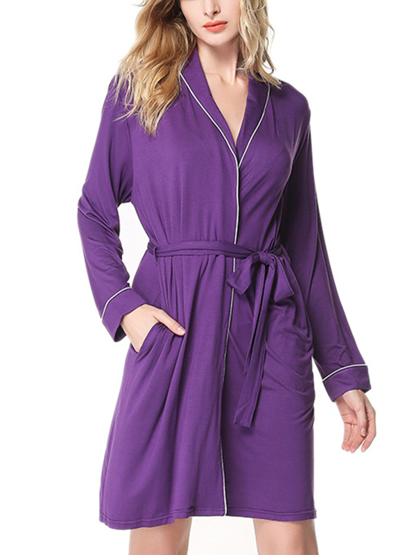 Purple Classic Trimmed Modal Robe