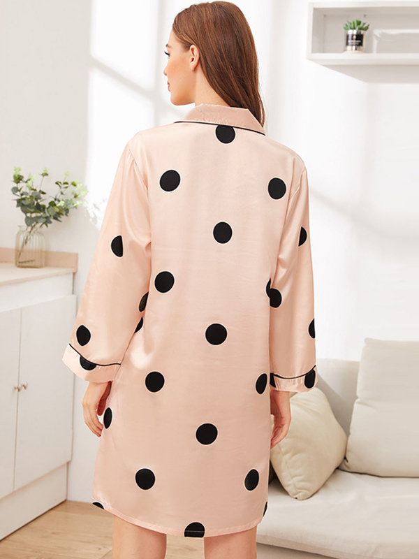 Pink Polka Dots Printed Sleep Shirt