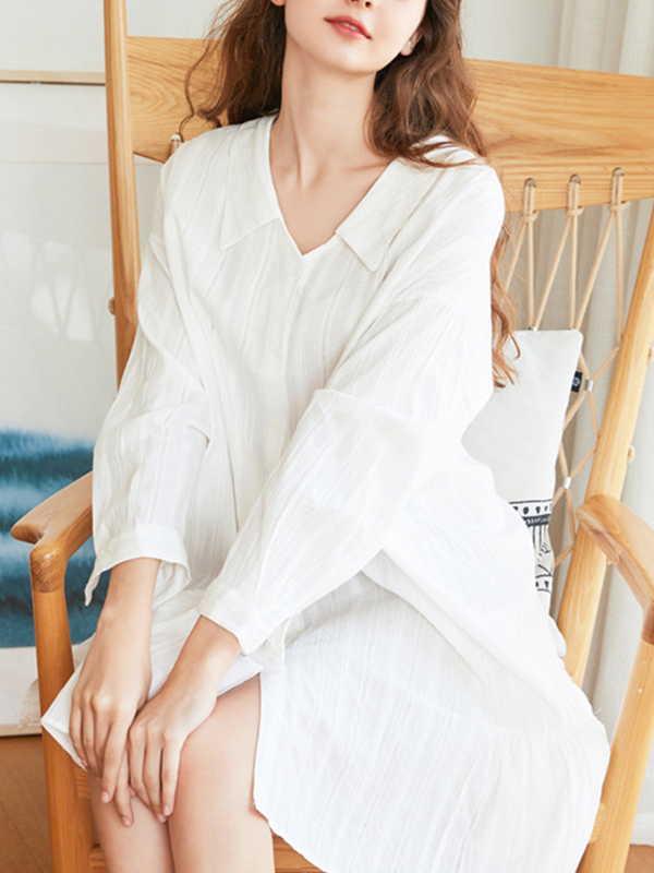 White Jacquard Cotton Shirtdress