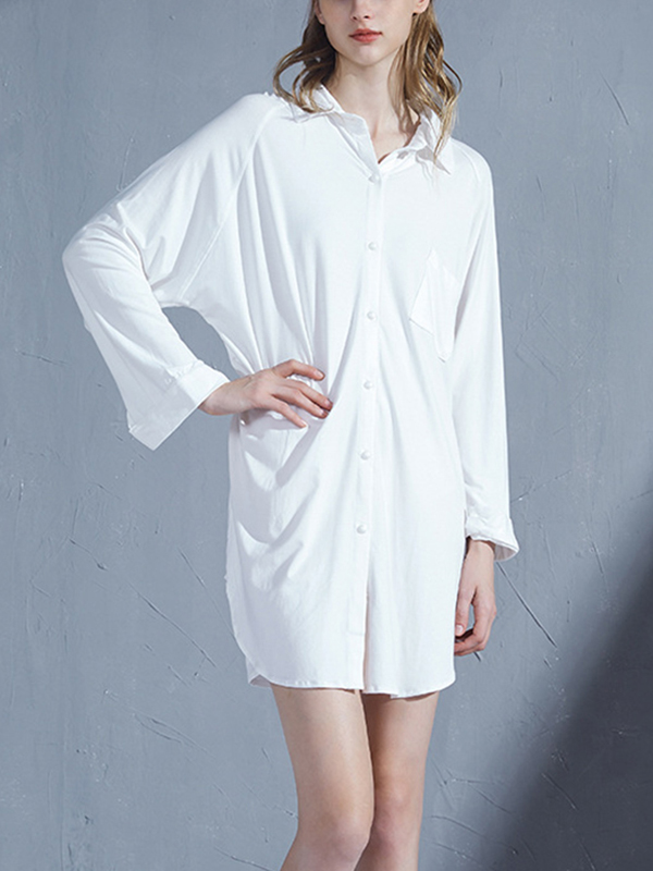 White Boyfriend Style Sleepshirt