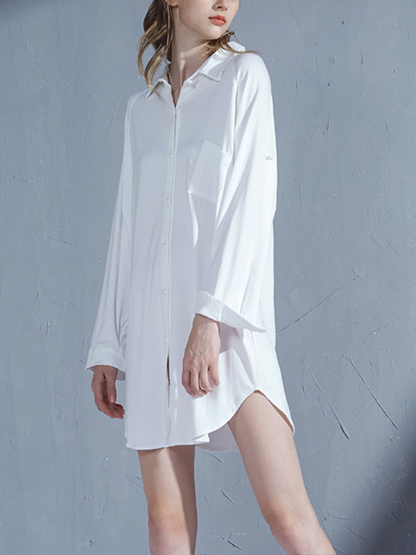 White Boyfriend Style Sleepshirt