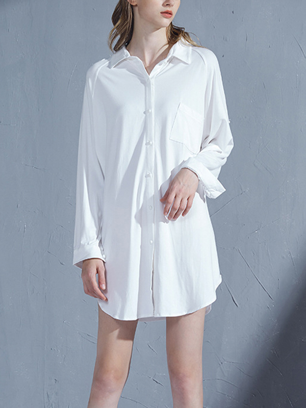 White Boyfriend Style Sleepshirt