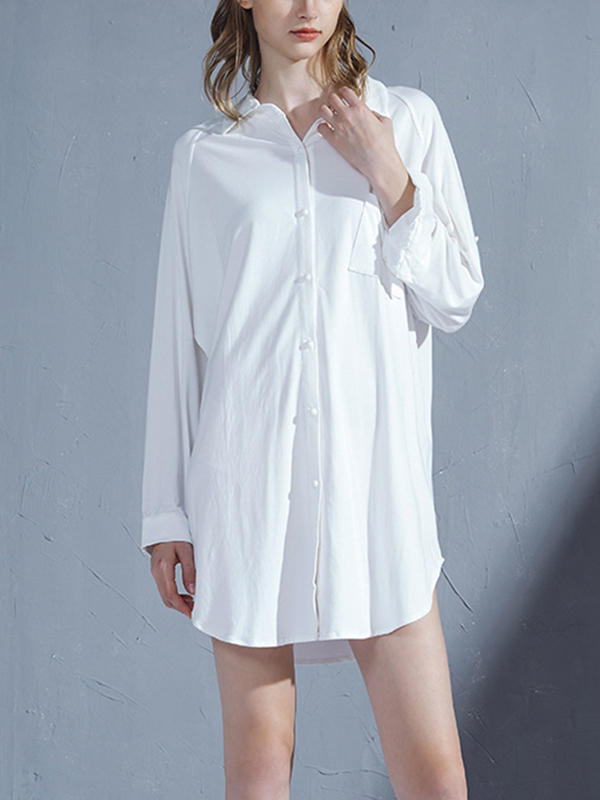 White Boyfriend Style Sleepshirt