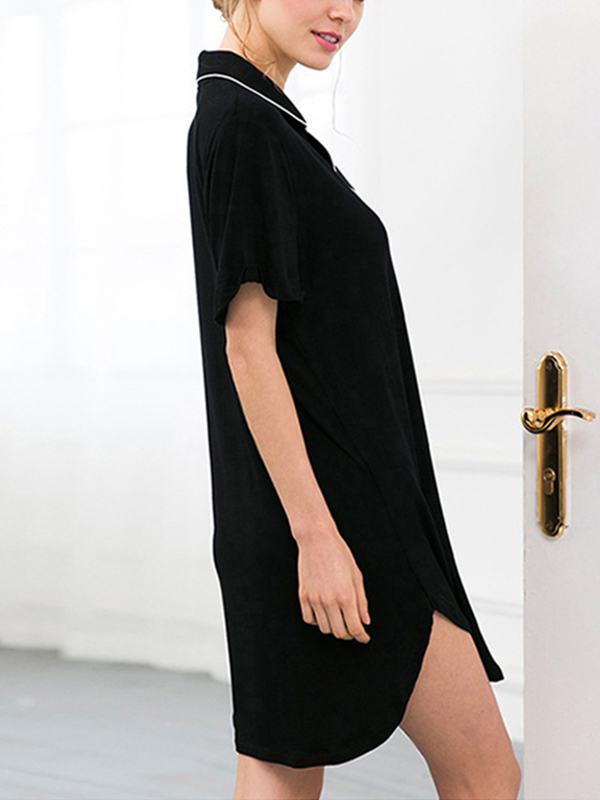 Black Trimmed Modal Sleepshirt