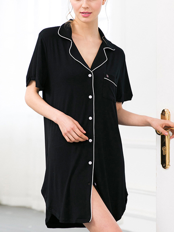 Black Trimmed Modal Sleepshirt