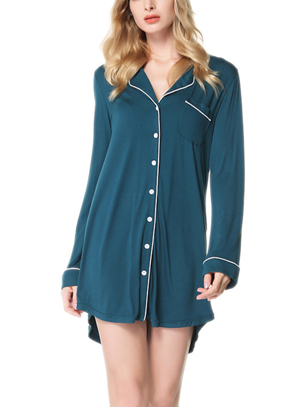 Green Modal Trimmed Sleepshirt