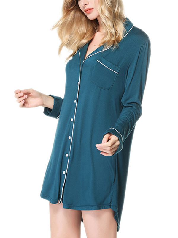 Green Modal Trimmed Sleepshirt