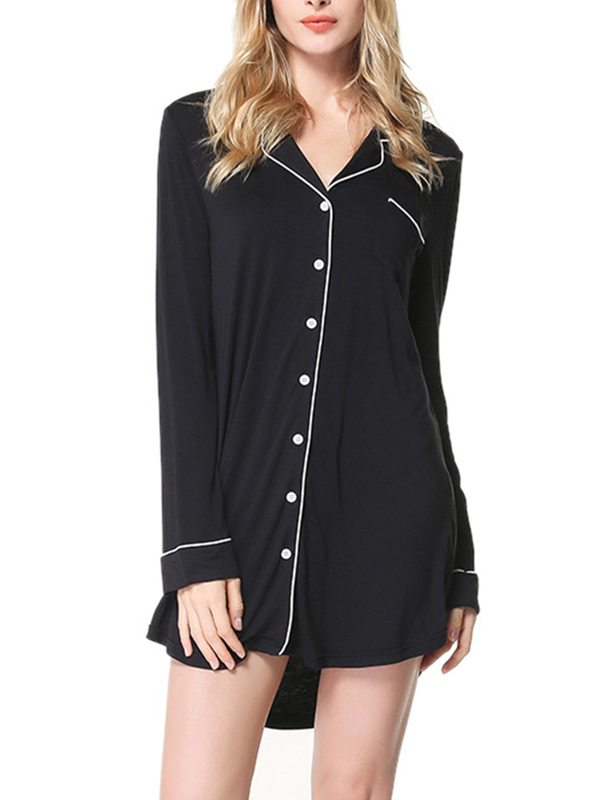 Black Modal Trimmed Sleepshirt