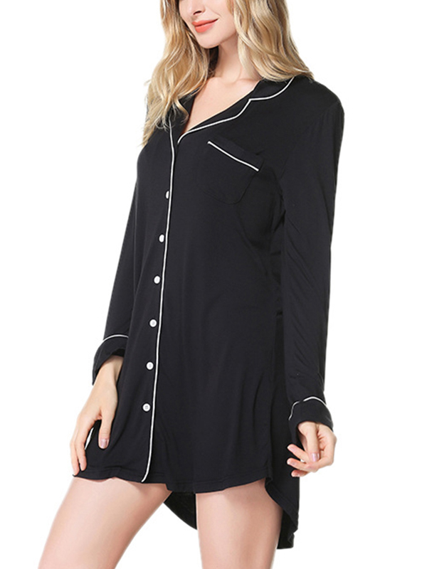 Black Modal Trimmed Sleepshirt