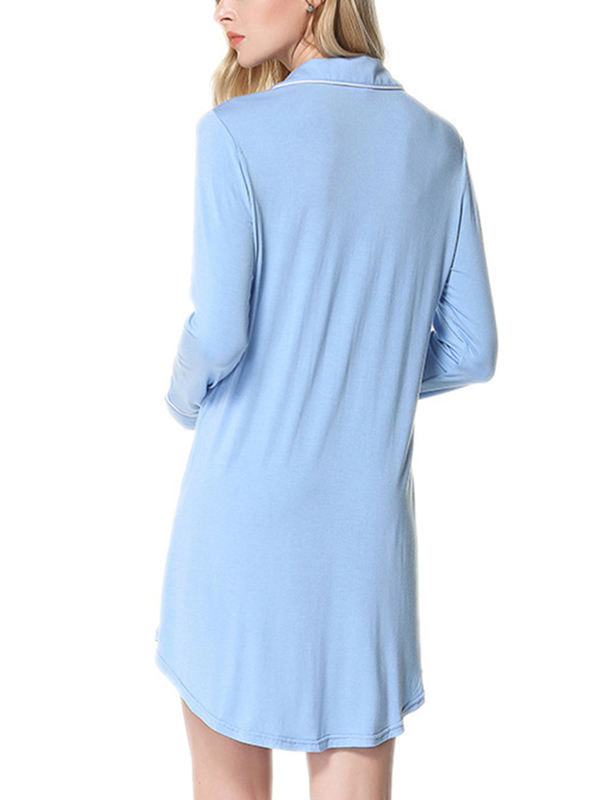 Blue Modal Trimmed Sleepshirt