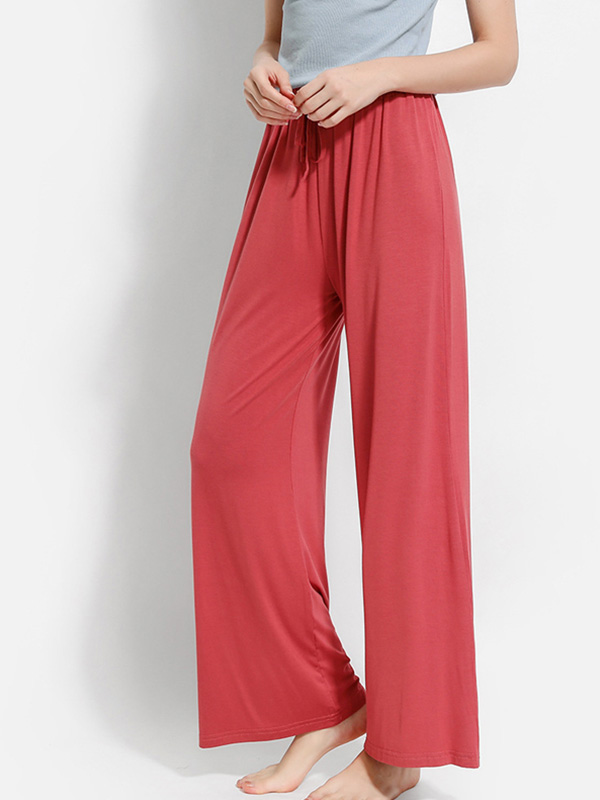 Red High-waisted Modal Loose-fit Wide-leg Pants