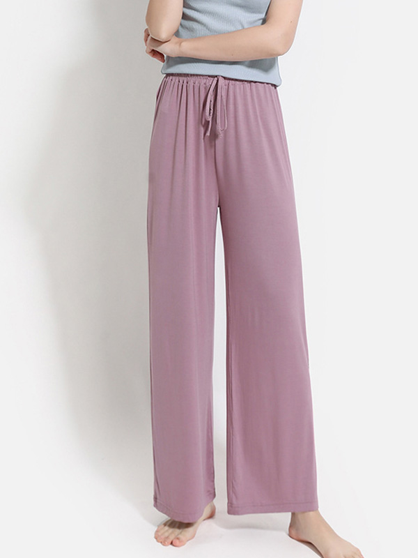 Purple High-waisted Modal Loose-fit Wide-leg Pants