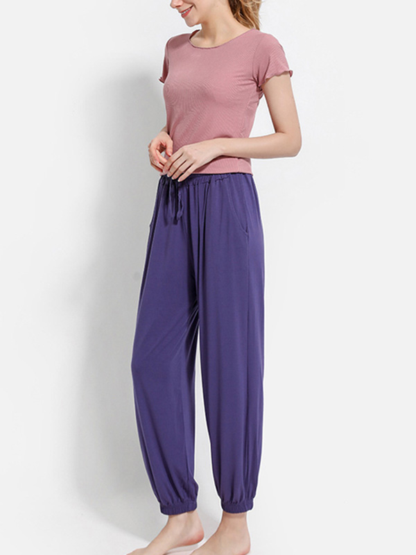 Purple Modal Drawstring Sweat Pants