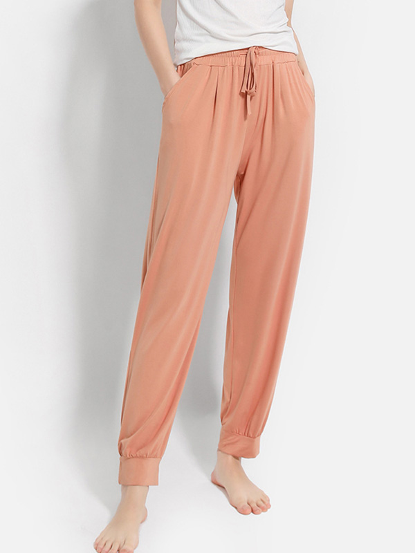 Orange Modal Joggers with Drawstring Waist