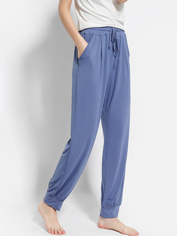 Blue Modal Joggers with Drawstring Waist